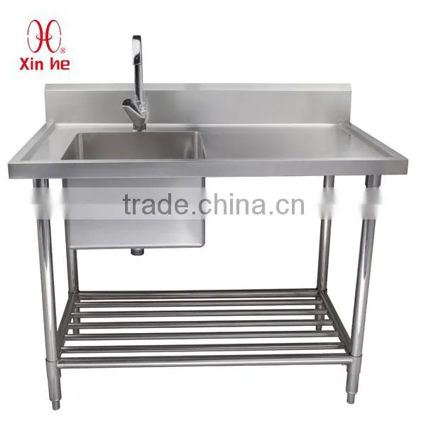 Commercial Free Standing Stainless Steel 1 One Compartment Sink With Drainboard