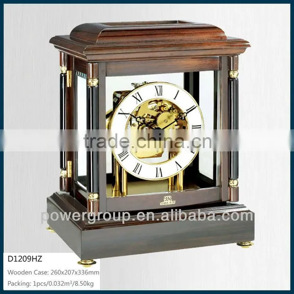 Solid Wood Table Clock White &Golden Face Roman Numeral PW1209HZ