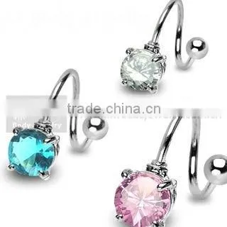 316L Stainless Steel Belly Ring Crystal Navel Ring Twister Ring