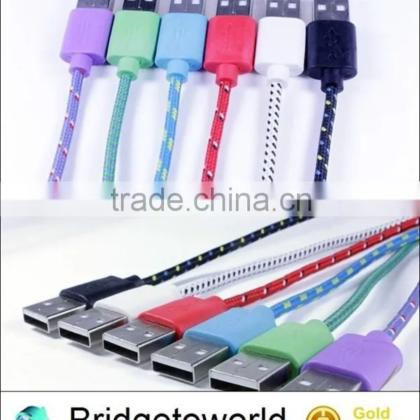 Newest Multi Colors Linen Braided Micro USB Cable for Andriod Phones S3 S4 Note 2 photo-3