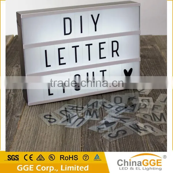 A4 Letters and Symbols Custom ABS Material Free Combination Cinematic Style Led Light Box Cinema