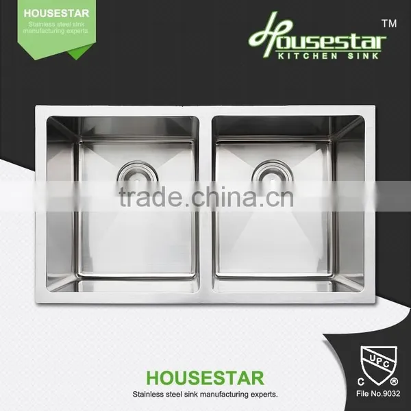 71544-3 New Product High Quality Undermount Double Bowl Handmade Stainless Steel Kitchen Wash Sink photo-6