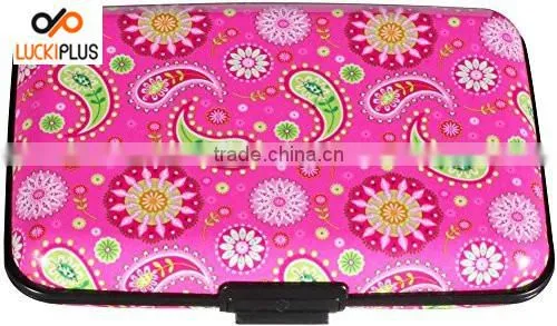 Luckiplus Inventory Pink and White Chevron Pattern Aluminum Wallets Identity Theft Blocker photo-2