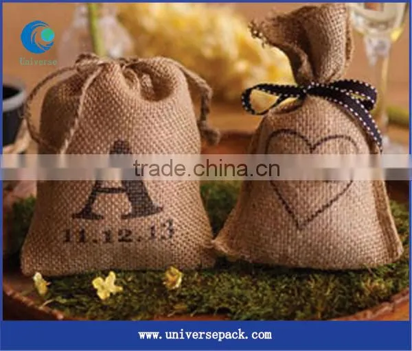 China Professional Factory Drawstring Raw Jute Bag With Customized Logo