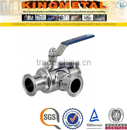 SS304/316 Stainless Steel Sanitary 3 Way Ball Valve 4 Inch photo-3