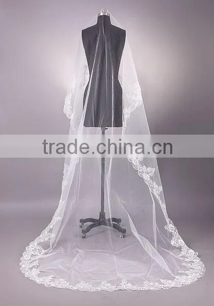 Wedding Dresses Long Veil Patterns Online Shopping French Lace Bridal Veils photo-4
