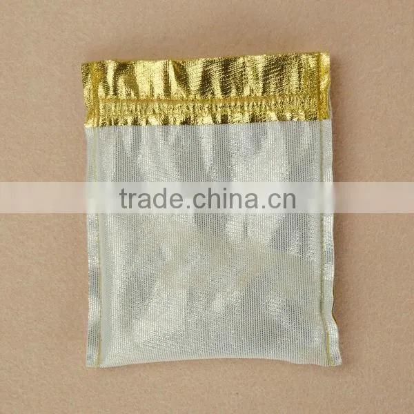 Fancy Gift Drawstring Gold or Silver Metallic Pouches photo-4