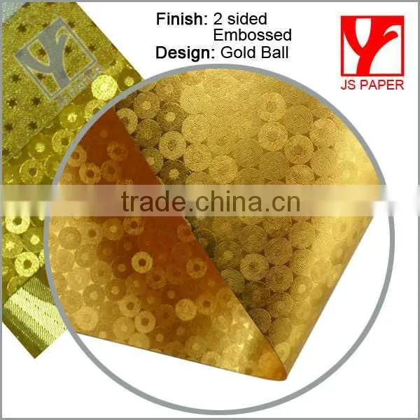 JS 2 Side Coated Paper 180/230/300 Gold Foil Gift Wrap Paper