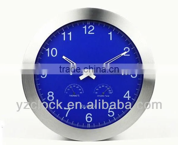 Brushed Aluminum Wall Clock With Temperature And Humidity photo-3