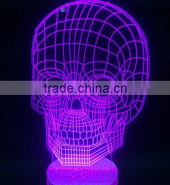 USB Skull Colorful Night Light / 3D LED Lamp Light / 3d Led Skull Lamp photo-3
