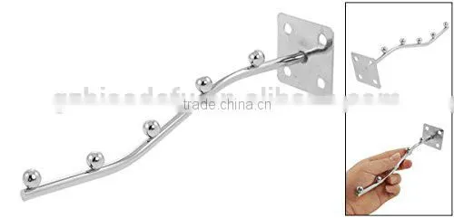 Wire Metal Wall Mounted Garment Display Rack Hooks Silver Tone photo-2