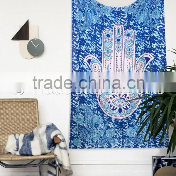 Twin Indian Hippie Hamsa Hand Good Luck Hand of Fatima Islamic Wall Art Bohemian Wall Hanging Tapestry