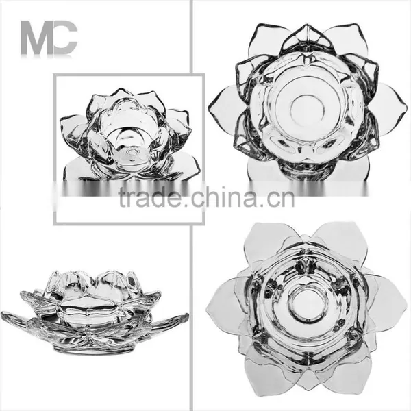 Lotus Style Luxury Decorative Tealight Glass Candle Holder photo-6