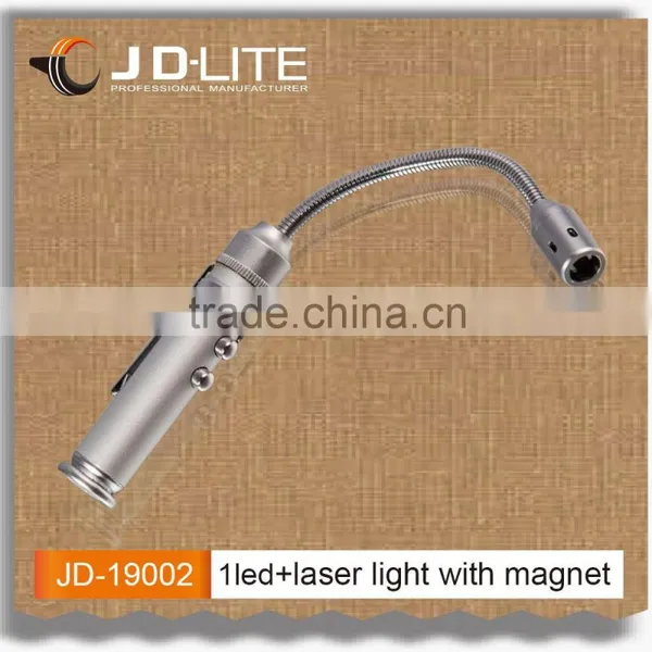 1 LED +laster Double Switch Flexible Light With Magnetic Base Led Bed Head Reading Light