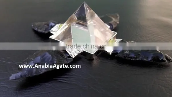 Black Obsidian Arrowhead Agate Energy Generator : Agate Crystal Quartz Pyramid : Agate Energy Generator Tools photo-2