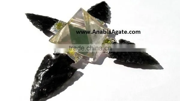 Black Obsidian Arrowhead Agate Energy Generator : Agate Crystal Quartz Pyramid : Agate Energy Generator Tools photo-6