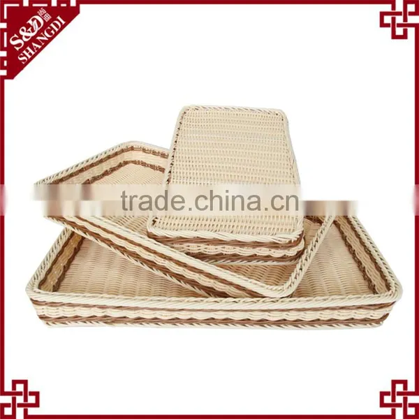Environmently Supermarket Plastic Synthetic Rattan Fruit Display Tray photo-3