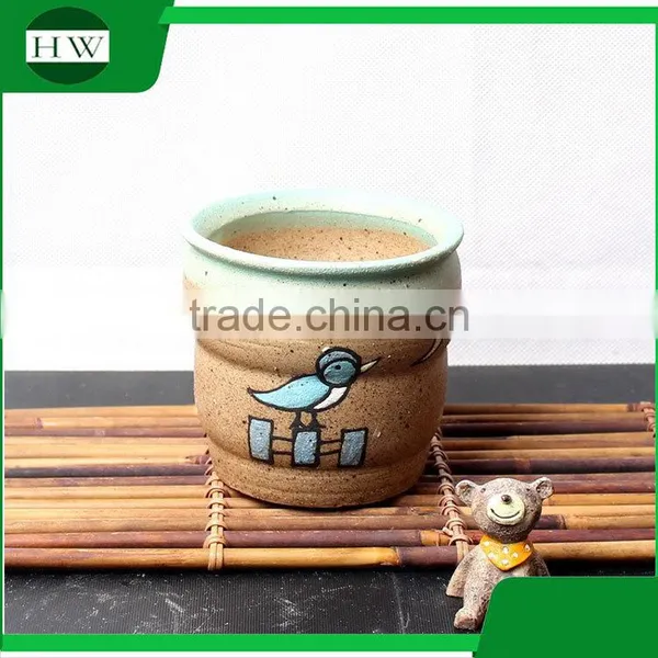 Wholesale Cheap Mini Round Cup Shape Cartoon Handwork Decoration Cement Garden Flower Pot photo-5