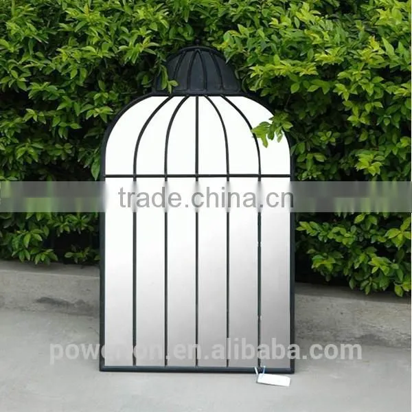 POWERLON Black Ornate Garden Iron Window Mirror Outdoor Furniture photo-3
