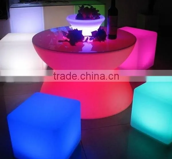 LED Remote Halfmoon Table/ Hot Sell LED Rechargeable Halfmoon Coffee Table/LED Outdoor Lawn Halfmoon Cocktail Table photo-4