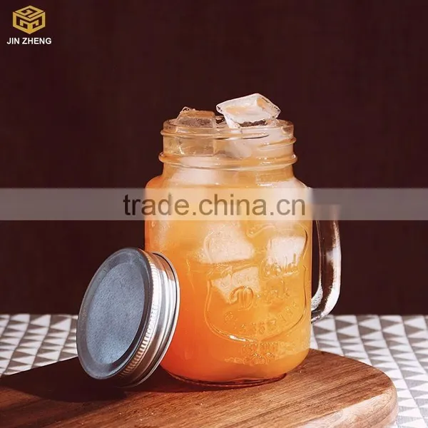 Glass Drinking Mason Jars With Handle and Straw photo-2