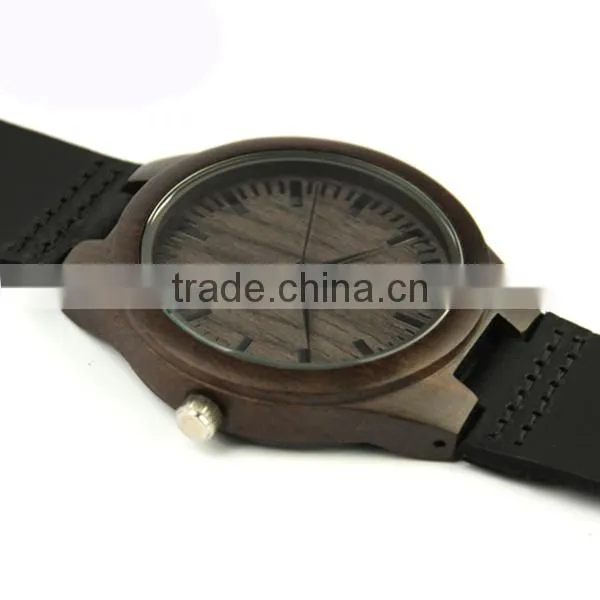 Custom Logo Watch Mens Retro Ebony Watches With Leather Strap photo-5