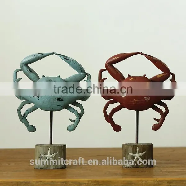 Blue and Red Resin Crab Figurine Crab Decor photo-2