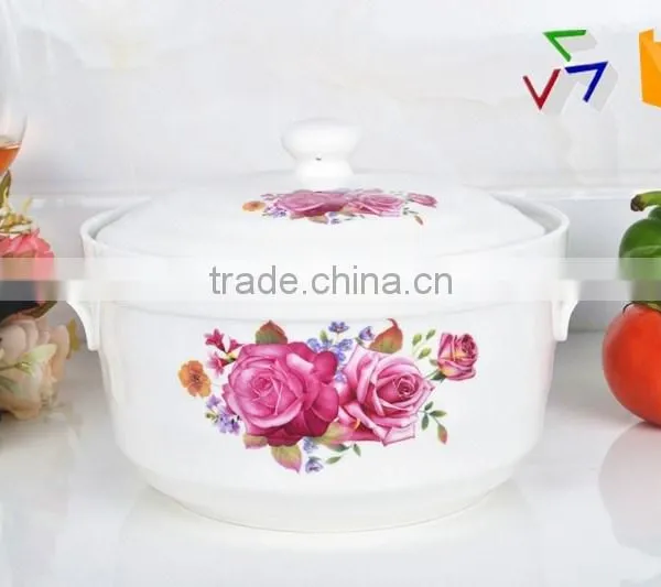 8" Microwave Ceramic Pot With Porcelain Lid photo-2