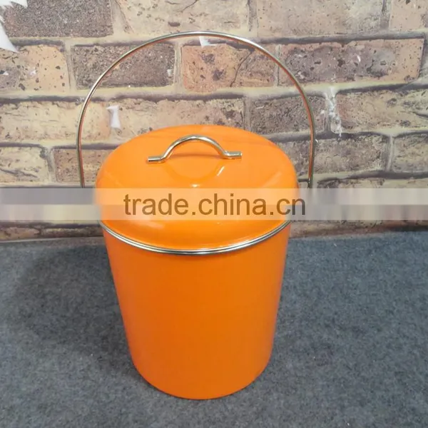 New Cream Power Coated Metal Compost Bin With Red Lid photo-3