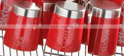 Stainless Steel Lip Set 3 Pcs Tea Coffee Sugar Canisters photo-2