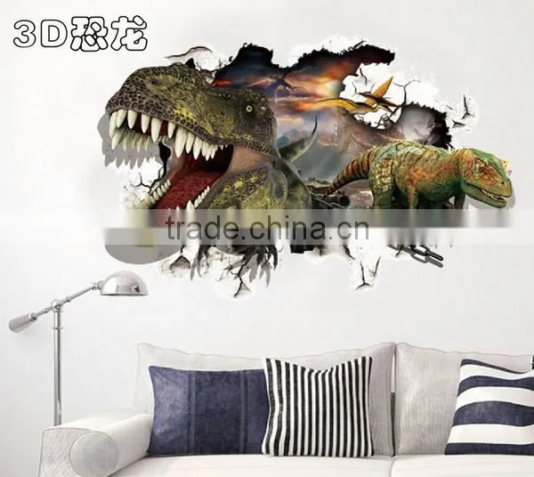 3D Real Dinosaur Drawing , Adhesive 3D Wall Paper , Wall Sticker photo-2