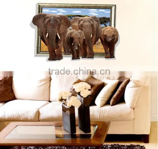 Interesting 3D Elephant Wall Sticker for Kids , Removable Real Elephant Wall Sticker photo-5