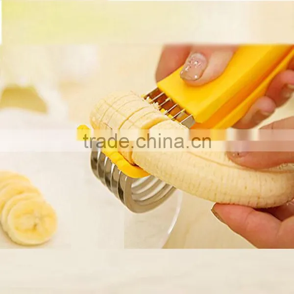 Hot Wholesale Plastic Kitchen Tool Vegetable Fruit Cutter Banana Yellow Slicer Chopper photo-6