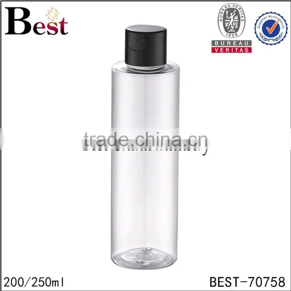 200ml 250ml Hotel Custom Shampoo Bottle Flip Top Cap Clear Round Plastic Packaging Custom Shampoo Bottle photo-2