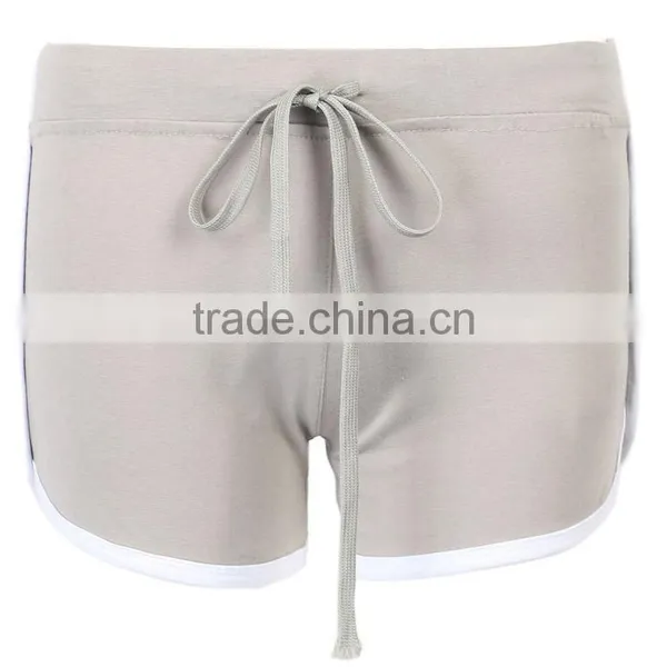 Biking Shorts And Jersey Cotton Polyester Spandex Gray Drawstring Waist Contrast Trims Yoga Short Woman
