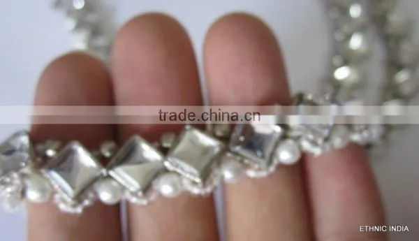 Anklets Silver Tone KUNDAN Payal photo-2