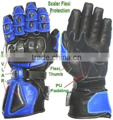 Motorbike Leather Gloves Blue Airvents