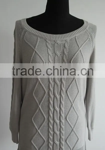 High Quality Ladies Cable Knit Fashion Pullover