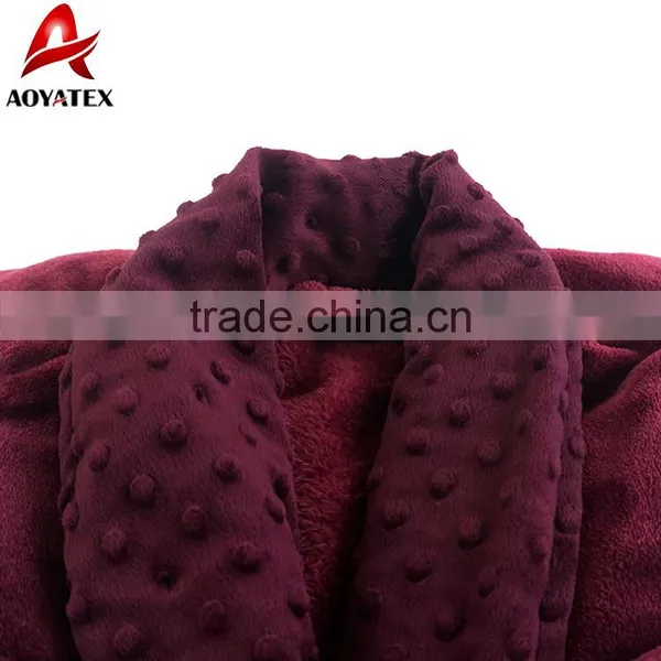 Hot Selling Minky Collar Soft Flannel Fleece Long Bathrobe Gown photo-2