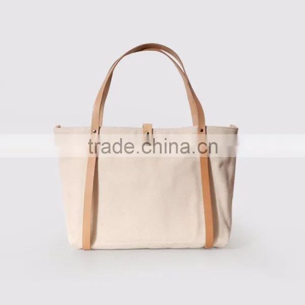 2017 New Fashion Vintage Khaki Double Strap Canvas Bag Solid Bag photo-2