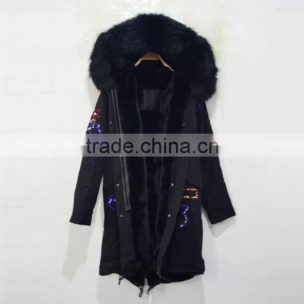 New Fashion Black Long Britain Beading Faux Fur Coat for Men photo-3