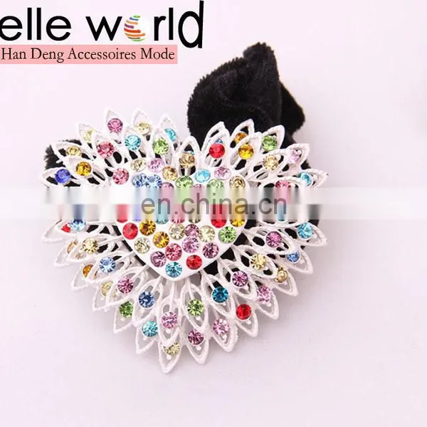 Fashion High Elasticity Heart-shape Rhinestone Fabric Hair Band photo-4