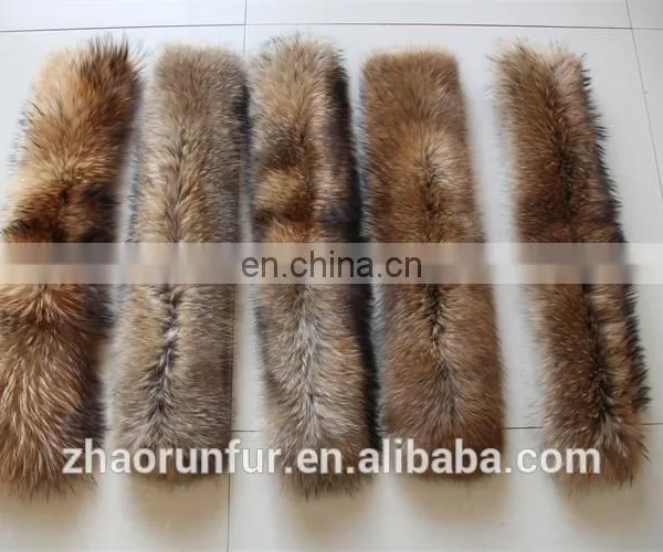 Wholesale Price Fashion Natural Real Dyed Raccoon Fur Collar For Garment photo-3