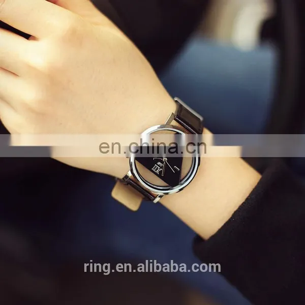 Wholesale Simple Personality Leather Triangle Shape Cool Lady Watch photo-5