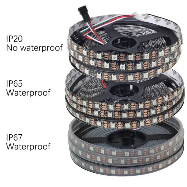 5 M 5050 RGB LED Bande WS2812B 60 LEDs/m Smart Led Pixel Bande, Noir/Blanc PCB WS2812 IC, WS2812B IP30/IP65/IP67 DC5V photo-3