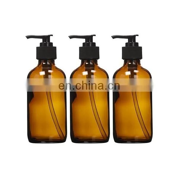Professional Glass 8 oz Boston Round Bottle With BPA Free Dispensing Pump photo-4