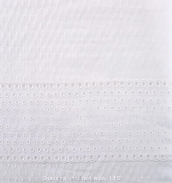 French Embroidery White Pure Origin Cotton Lace Embroidered Fabric photo-2