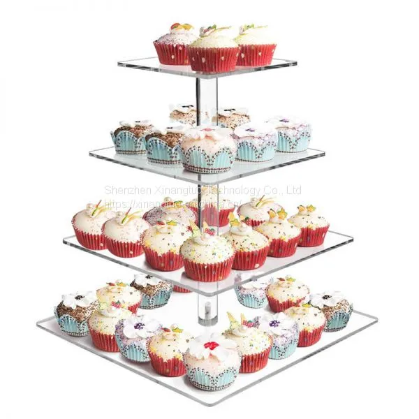 High Quality Custom Clear Happy Birthday Decoration Acrylic Wedding Cake Stand photo-5