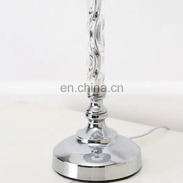 European Design Bedroom Decoration White Barrel Lampshade Silver Metal Table Lamp for Salon photo-5