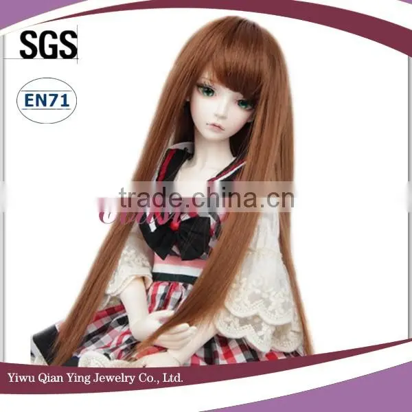 Wholesale Long Brown Straight Baby Doll Bjd Hair Wig photo-3